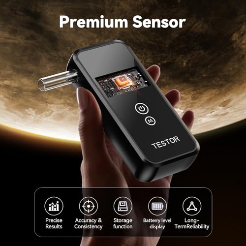 Image of Professional-Grade Breathalyzer, High-Accuracy Breathalyzers for Alcohol with Memory Function,Portable Personal Breathalyzer Tester for Home & Travel Use-8 Mouthpieces