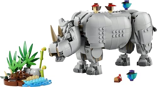 Creator 3 in 1 Animali Selvatici: Maestoso Rinoceronte con Uccelli Giocattolo - Set con Animale Trasformabile in Ippopotamo o Tricheco - Regalo Creativo per Bambine e Bambini da 9 Anni - 31171 - Lego - Immagine 11