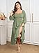 SCOMCHIC Women Plus Size Formal Dresses Long Sleeve Square Neck Wedding Guest Cocktail Split A-Line Maxi Long Dress Sage Green