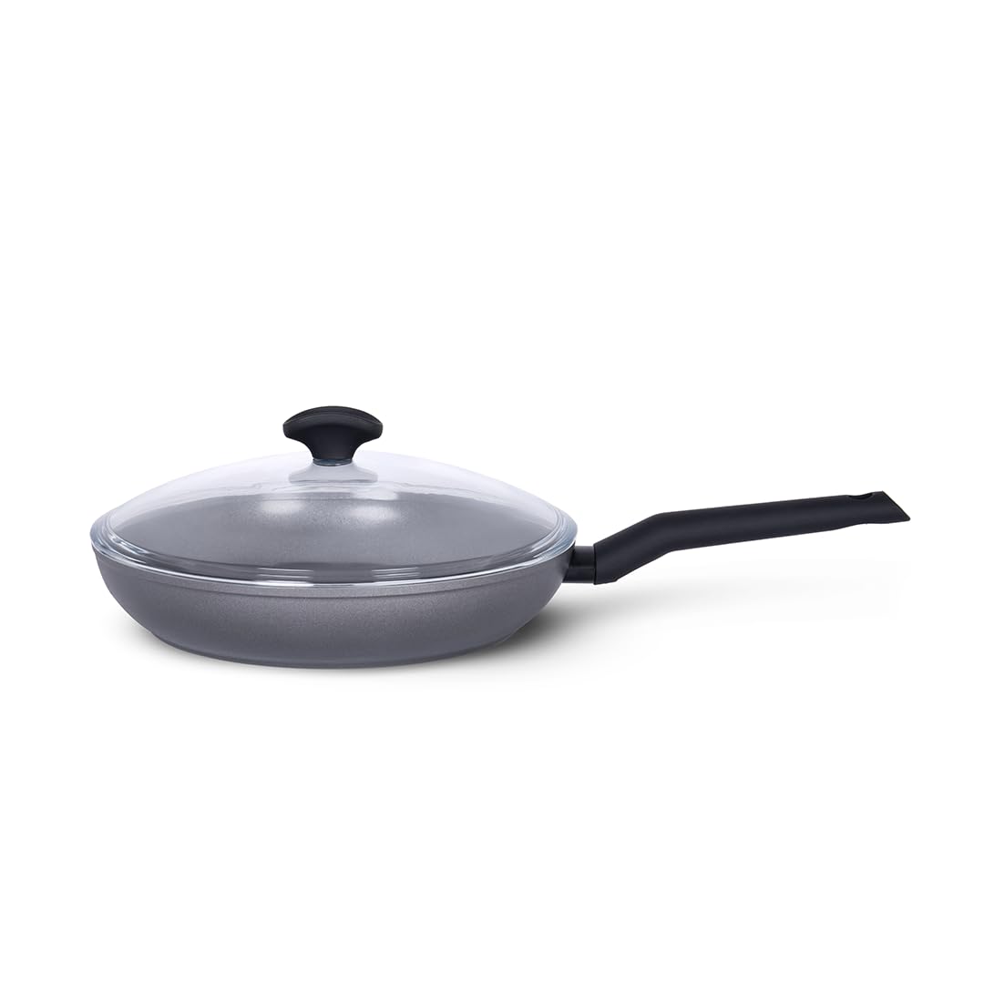 TVS ORIGINE INDUCTION Padella Antiaderente 30 cm, Rivestimento EXP formulato SENZA PFAS, Made in Italy, per tutti i piani cottura, con Coperchio in vetro e pomolo portamestolo