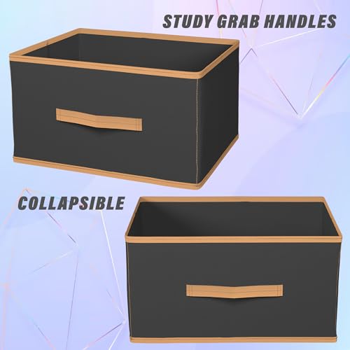 Image of Kuber Industries Foldable Boxes For Storage (Pack of 2) - Multipurpose Storage Organizer For Clothes | Wardrobe | Closet | Toys | Books | Socks - Undergarment Organizer Basket With Handle (Black)