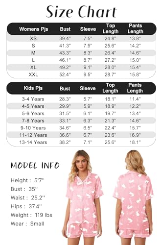 Image of Girls & Womens Satin Pajamas Set, Silk Button-Down Sleepwear 2 Piece Nightwear, 3 Years - Women XXL