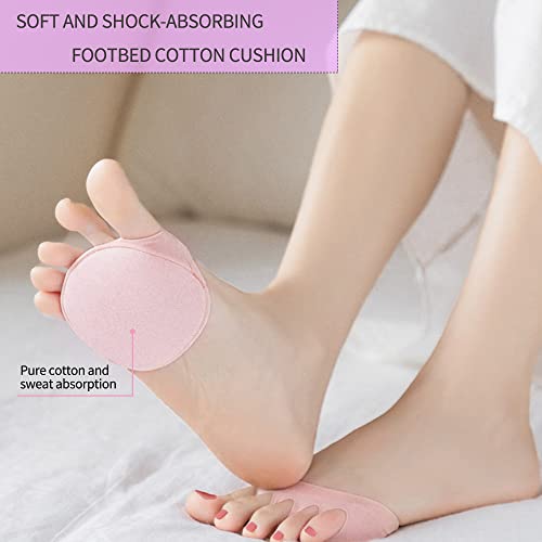Image of Ball of Foot Cushions Honeycomb Fabric Metatarsal Pads Invisible Socks Pads for Women and Men Reusable Forefoot Pads (5 Pairs-Pink)