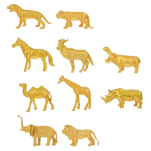Figurines d'animaux sauvages dorés pour la décoration de chambre d'enfant et jeux éducatifs