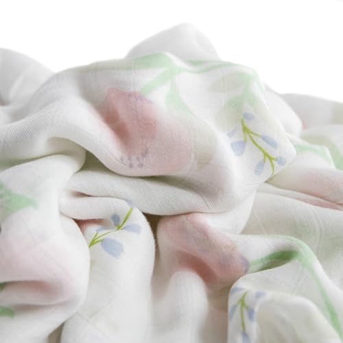 Image of Little Unicorn Deluxe Swaddle | Single | 100% Rayon Muslin from Bamboo | Super Soft | Newborns and Infants | Large 47 inch x 47 inch | Machine Washable (Pink Peony)