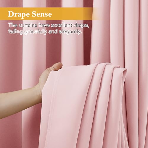 Image of RYB HOME Blackout Thermal Insulated Curtains, Portable Curtain for Sliding Glass Door /Storage /Space Room Divider, Large Window Treatment Room Divider Panel, W80 x L84, Pink, 1 Panel