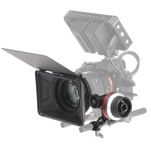 FOTGA 15mm Rail Mini Compact Matte Box + Follow Focus Puller Kit for DSLR Mirrorless Camera
