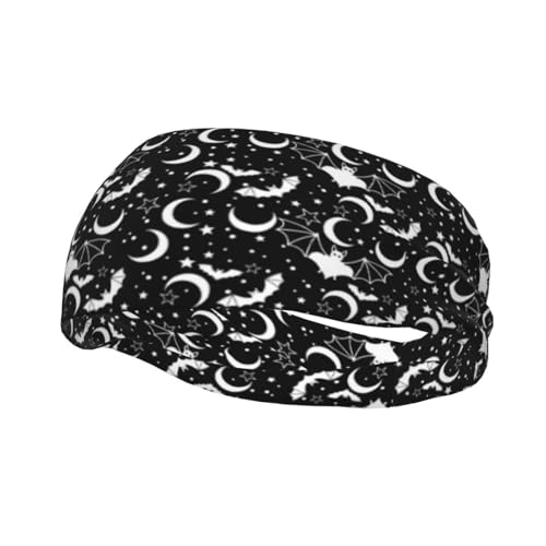 Gothic Goth Bat Headbands Stars Moon Sweatband Fashion Summer Hair Bands for Tennis Basketball Running Gym Working Out
