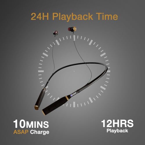 Image of inear MJ-Beat Bluetooth Wireless Neckband Earphones with Mic - Active Noise Cancellation, 24-Hour Music Playback, Type-C Fast Charging, Magnetic Earbuds, Lightweight Design, HD Sound | Gold