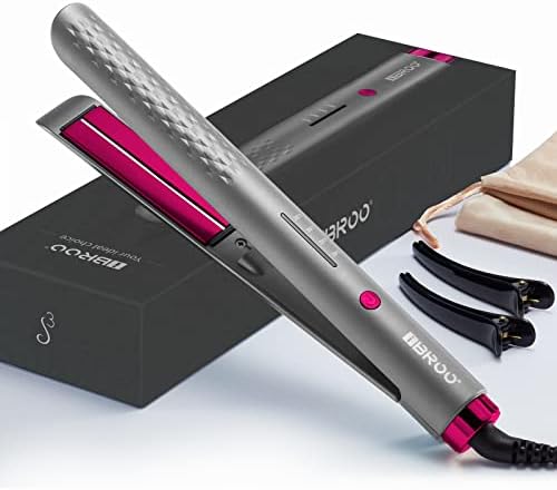 IBROO Ceramic Flat Iron Curling Iron in One, Professional Hair Straightener with Infrared Therapy, Negative Ion, Argan Oil Keratin, Dual Voltage Non Damaging Straightening Irons, Best Gift for Women
