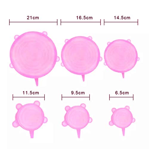 Image of Silicone Caps Stretch Lids Vacuum Seal Cover Keeping Food Fresh and Freezer Safe (Multicolor, L 201-37) -6 Pcs Set.