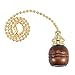Ruilogod Noyer brun pendentif boule en bois avec 12 pouces chaîne Pull ton or pour lampe