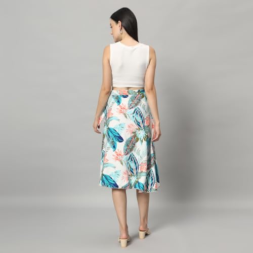 Image of GirlCode Women's Boho Floral Print Wrap Front Self Tie Knot Midi Skirt Women & Girls