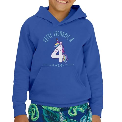 Sweat à capuche enfant licorne cadeau anniversaire 4 ans