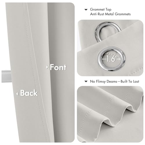 Image of MIULEE Blackout Curtains for Bedroom Living Room 2 Panels, Thermal Insulated Room Darkening Drapes Grommet Noise Reducing Light Blocking Window Treatments 45 Inches Long 40x45 Inch Natural White