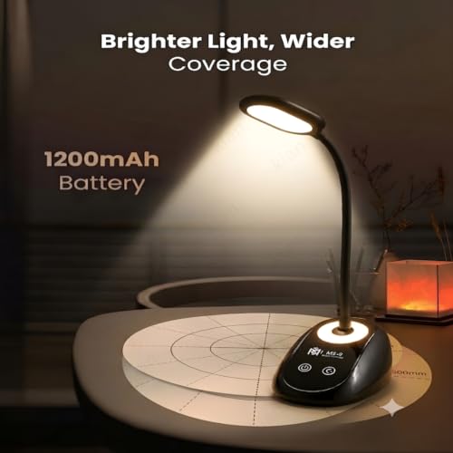 Image of Kian 3-in-1 LED Desk Lamp with Pen & Phone Holder,1200mAh Battery - USB Rechargeable Study Lamp with Touch Sensor, 3 Light Modes, Eye Protection & Warm White, (Pack of 1) (Lamp 5)