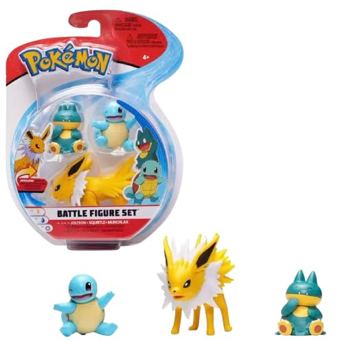 Pokemon | Battle Figure Pack | 15+ Years | Jolteon, Squirtle & Munchlax