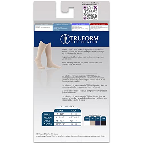 Image of Truform Compression Socks, 10-20 mmHg, Ladies Gym Socks, Knee High Over Calf Length, Tan, Medium (Pack of 2)