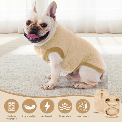 Hundepullover Hundemantel Fleece für Kleine Hunde Fleecemantel Hunde Fleece Pullover für Kleine Hunde Katzenpullover Fleecejacke Hundekleidung für Chihuahua Französische Bulldogge(Braun,XL)