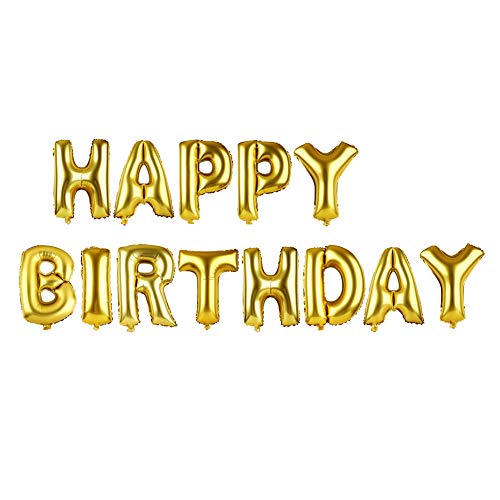 Image of Happy Birthday Banner Foil Balloons, Golden (Pack of 13 Letters)