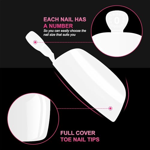 GlamRays 168 STK. Press on Zehnägel Damen Falsche Zehnägel Mit Klebe-Haftetiketten, Weiße Falsche Zehnägel Press on Nägel Zehnägel Silikonnagelspitzen Kurze Quadratische