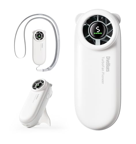 Diveblues Mini Tragbarer Turbo-Handventilator, 16 Stunden Maximale Akkulaufzeit, 4000mAh...