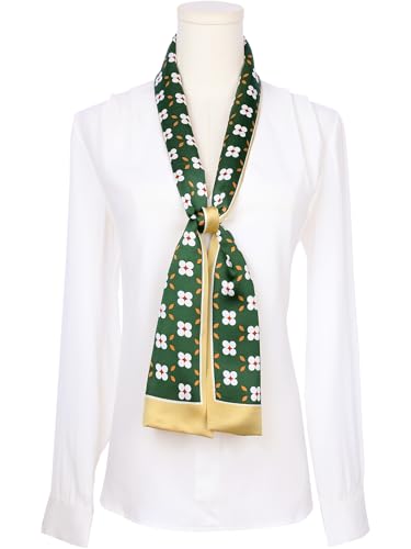 Women Fashion Printed Skinny Long Scarves, Retro Satin Silky Neckerchief Ribbon Headband Headscarf2