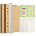 Wonderpool Recharges en papier kraft pour carnet de notes à 6 anneaux, 320 pages lignées/non lignées, avec pochette, pochoirs, intercalaires, marque-page (A5)