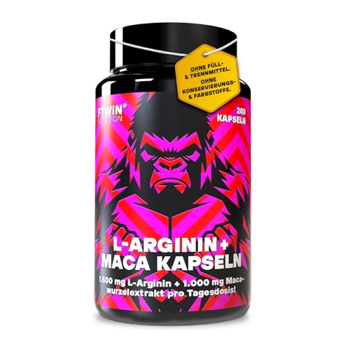FTWIN® L-Arginin + Maca Kapseln | Mit 1.500 mg L-Arginin und 1.000 mg Maca Extrakt | FTWIN® | 240 Kapseln für 2 Monate