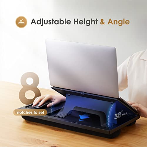 Loryergo Laptop Lap Desk, Large Lap Desk With Cushion, 8 Angle Adjustable, Lap Desk For Laptop 17 Inches W/Mouse Pad & Cellphone Slot, Laptop Stand For Bed & Couch, Laptop Riser For Home & Office #TOP2