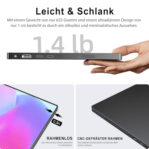 UPERFECT Portable Monitor 15,6 Zoll, 1920x1080 Full HD IPS Matt Bildschirm – Ansicht 5