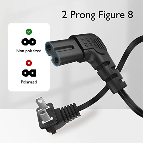TNP 2 Prong Power Cord NEMA 1-15P to IEC320 C7 Nonpolarized Right Angle Power Cord, Figure 8 Shotgun Replacement Cord for PS4, PS3 Slim, Printers, LG, Apple, Samsung, TCL TV,... - Image 4