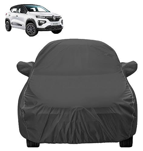 Image of Auto Hub Car Cover Compatible with Renault KWID with Mirror Pocket, Water Resistant, Triple Stitched, KWID Car Cover- Grey