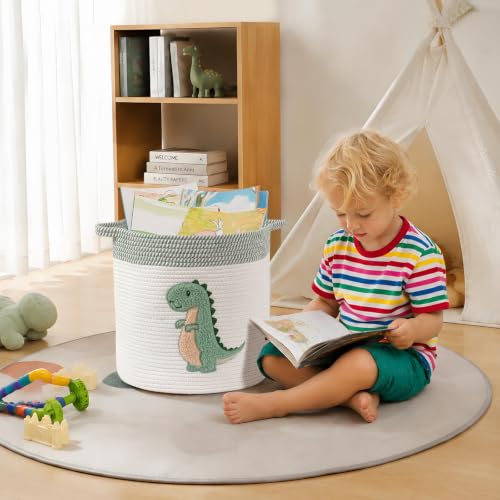 Image of Dinosaur Toy Storage Basket for Toddlers Boys Dinosaur Room Decor, Medium