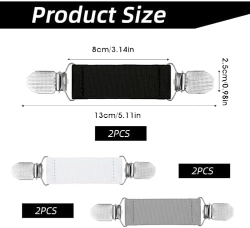 Dadabig 4 stuks pulloverclips, sweater, cardigan, clips, elastische clip, uniseks, eenvoudige elegante trui, kleding, ketting, fit clip, voor vrouwen en mannen, 4 kleuren
