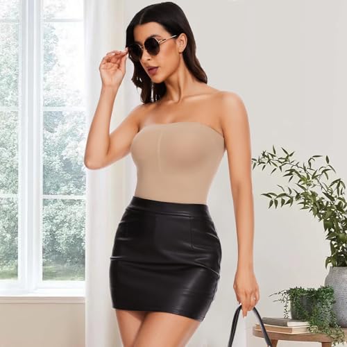 ciksob Strapless Shapewear for Women Seamless triangle Tummy Control Body Suits Slimming Butt Lifter Body Shaper Tube Top with Removable Straps (Beige, Medium) - image 8