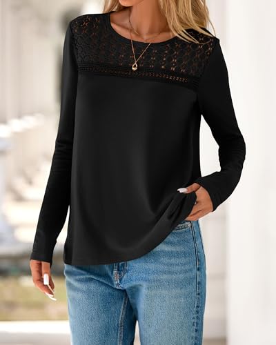 BTFBM Womens Tops Lace Long Sleeve Shirts Boho Cute Business Dressy Casual Blouses Fall Outfits 2025 Fashion Clothing4