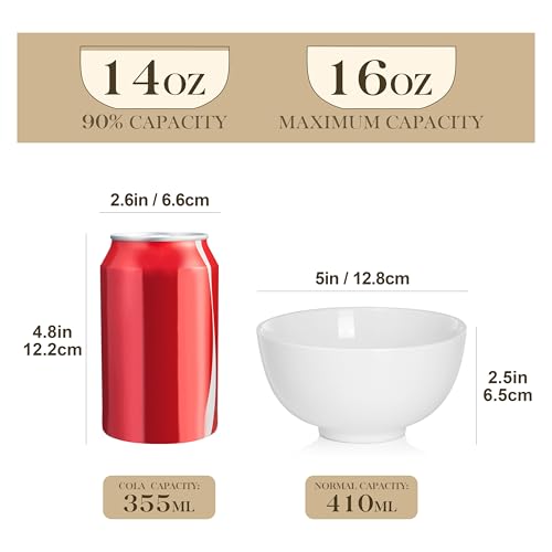 Image of MALACASA 14 Oz Small Ceramic Bowls Set of 8, White Porcelain Bowl for Rice | Perfect for children, dessrt, Side dishes, rice, & ice cream; scratch-resistant, stackable, microwave, oven & dishwasher safe