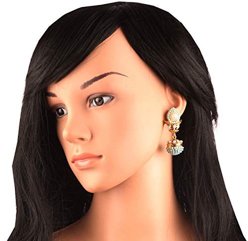 Touchstone Indian Bollywood Pretty Spherical Drum Shape Studded Look Designer Jewelry Chandelier Jhumki Earrings For Women.2