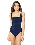 Calvin Klein Women's Standard Pleated One Piece Swimsuit, New Navy, 10