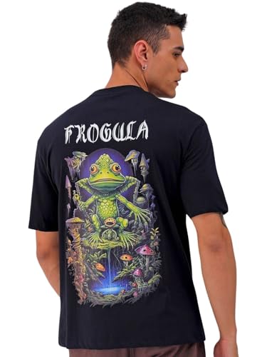 Image of THE INDIAN GARAGE CO Men's Cotton Boxy Oversized Graphic Back Printed Round Neck Tshirt