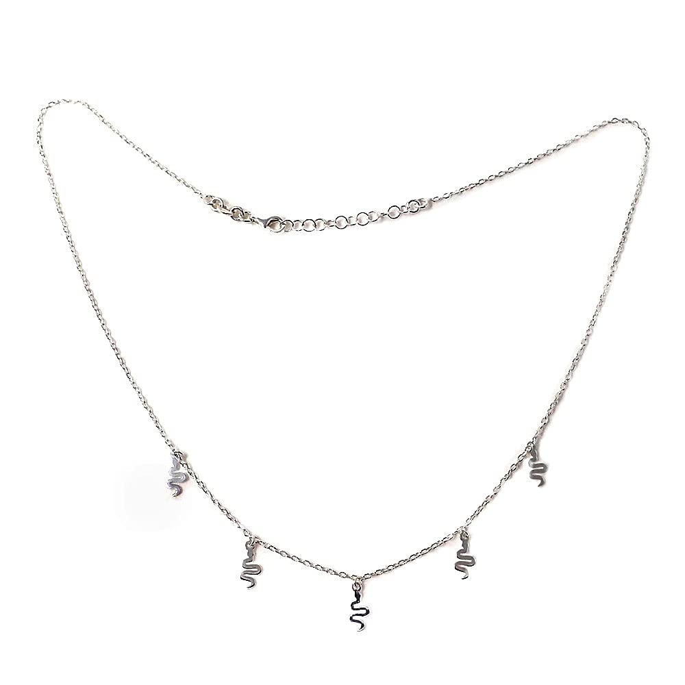 Gargantilla plata Ley 925m mujer 40 cm. cadena motivos serpientes mosquetón