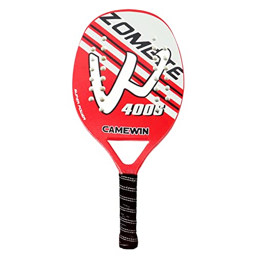 Raqueta de pádel de Tenis de Playa Raquetas de pádel Pop Tennis Raquetas de Paleta de Fibra de Carbono Superficie de Grano con EVA Core Raqueta de pádel con Bolsa de Cubierta (Rojo W) Cover