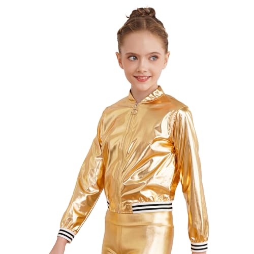 iiniim Girls Boys Sequins Hip Hop Jazz Outerwear Kids Shiny Metallic Bomber Jacket Coat for Disco Party3