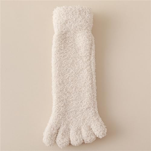 Soft Warm Hosiery, Womens Fuzzy Toe Socks Solid Color Winter Thick Thermal Warm Coral Fleece Furry Five Finger Socks for Casual Home Sleep3