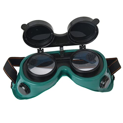 SMELEYOU Gafas de soldadura frontales abatibles, lentes de seguridad para soldar, soplar, soldar y cortar metal, color verde