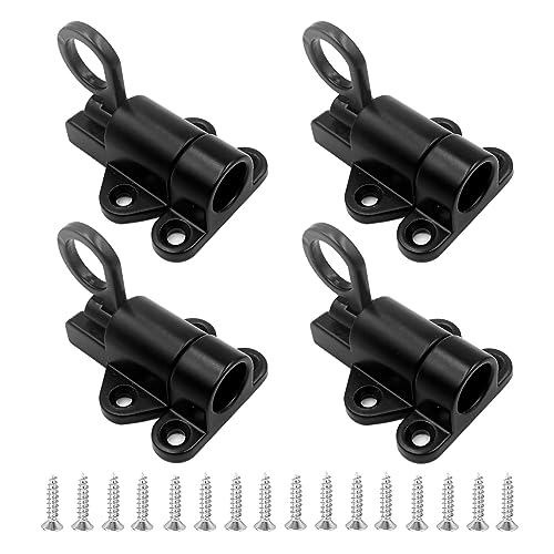 SyiXute 4 Pcs Door Spring Bolt,Aluminum Alloy Gate Latch Bounce Lock,Automatic Locking Door Latches,Door Locks with Screws for Shed Doors Gates and Outhouse Doors (Black)