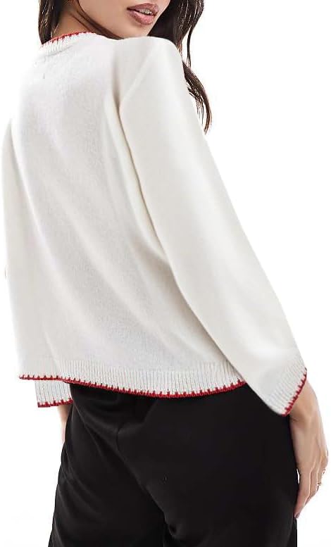 Giraropa Women Contrast Sweater Lobster/Crab/Carp Knit Sweaters Long Sleeve Crew Neck Loose Pullover Top Fall Clothes - Image 2