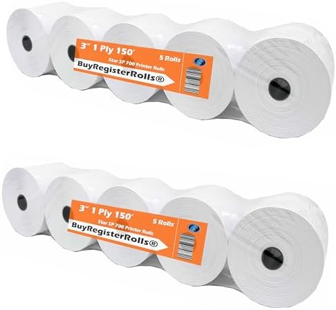 Star SP700 Kitchen Printer Paper (2 Pack of 5 Rolls each) 3" x 150' 1-Ply Bond Receipt 10 Rolls POS Cash Register Point of Service Printer Paper Also works for M188B, TMU220 image 2