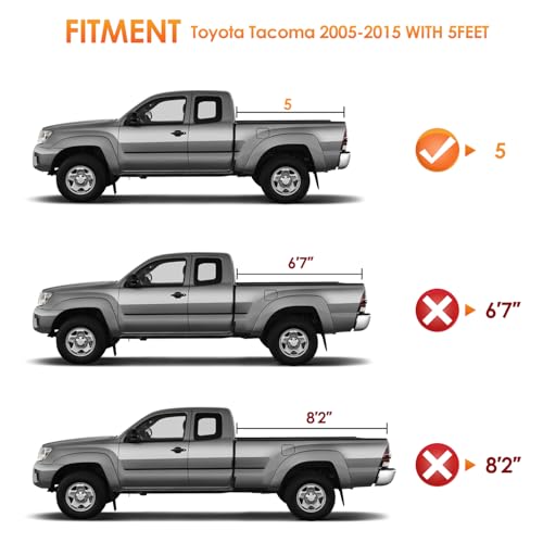 Image of Nilight Soft Roll Up Tonneau Cover for Toyota Tacoma 2005-2015 5ft Bed